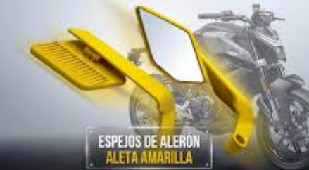 JGO ESPEJOS UNIVERSALES ALERON ALETA TIBURON GRANDE COLOR AMARILLO MATE